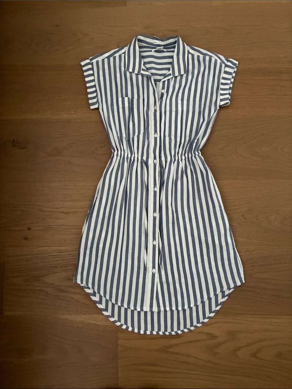 Japna Blue and White Striped Shirt Dress with Tie Waist. XS. NWOT.
